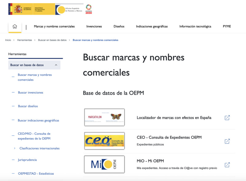 Bases de datos de patentes y marcas