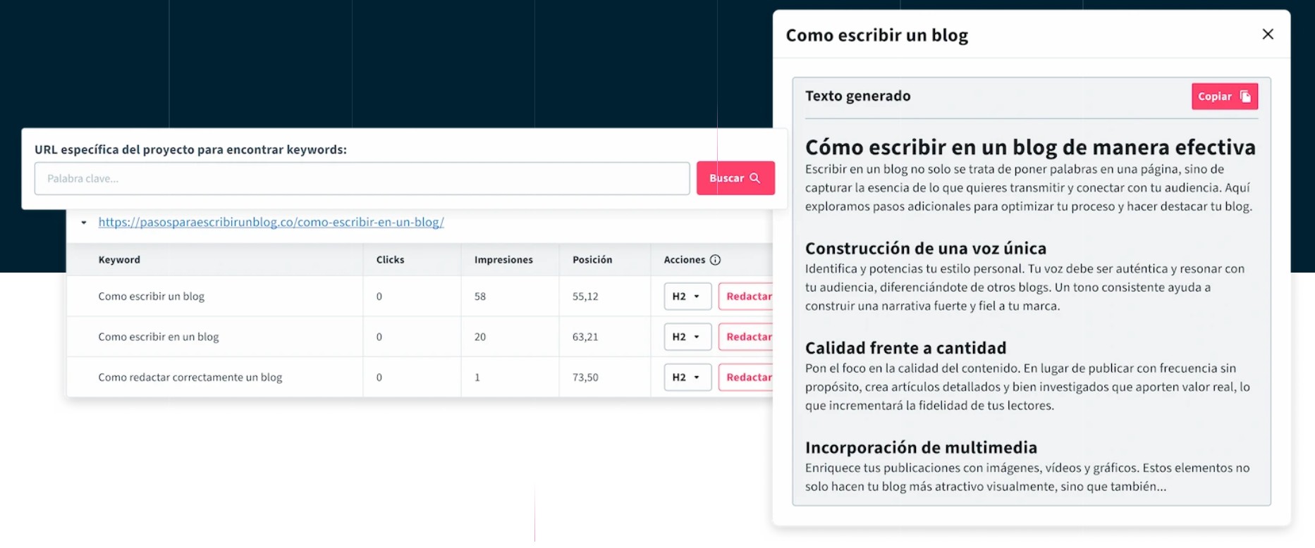 Herramienta de curación de contenido de DinoRANK