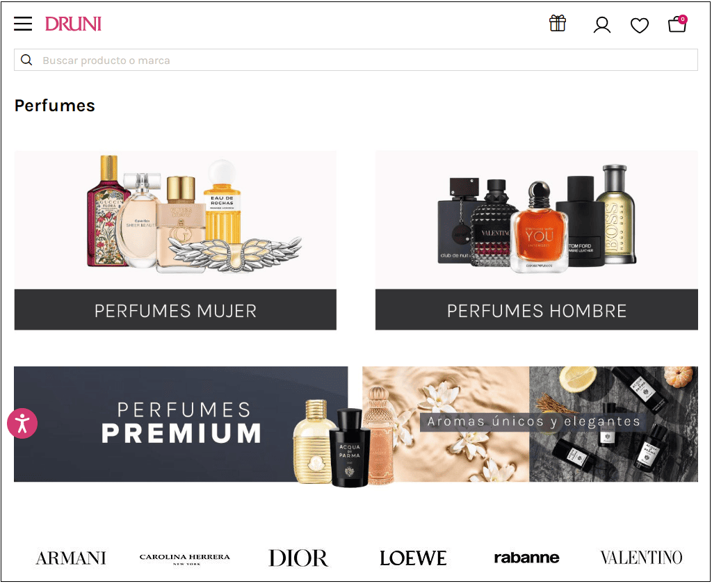 Ejemplo de página para una categoría principal de un ecommerce Ejemplo de página para una categoría principal de un ecommerce