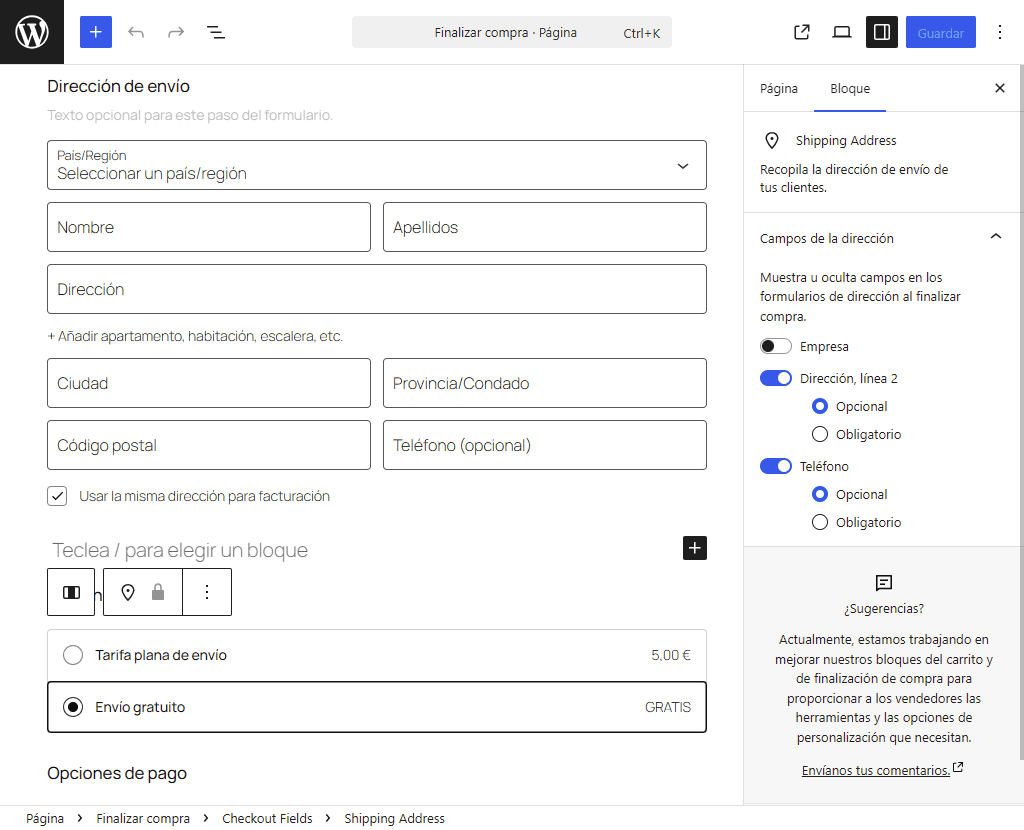 Ajustes en el checkout de WooCommerce