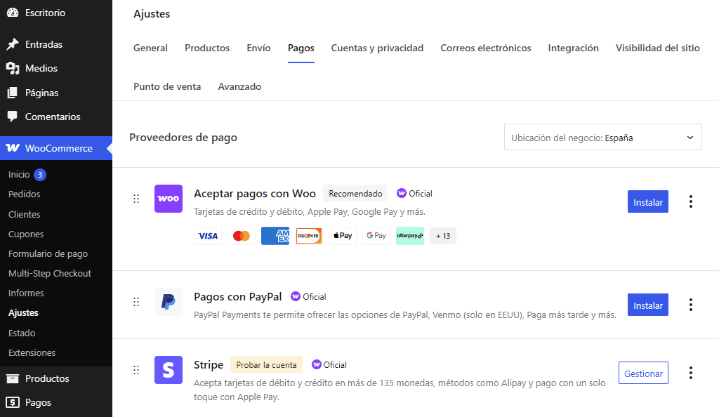 Implementar diferentes formas de pago en WooCommerce