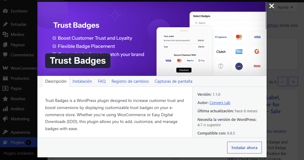 Plugin de Trust Badges